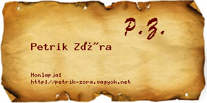 Petrik Zóra névjegykártya